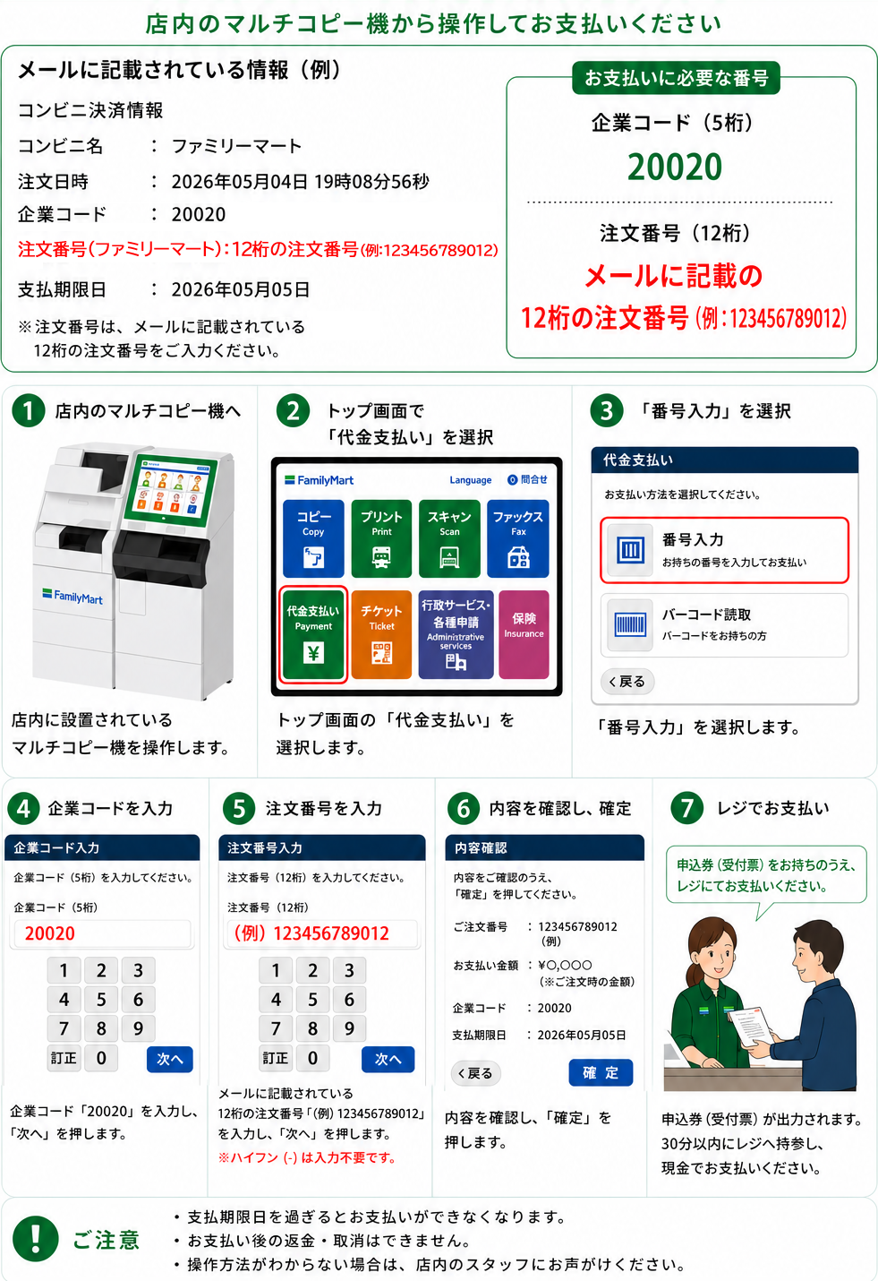 ファミリーマートでのお支払い方法